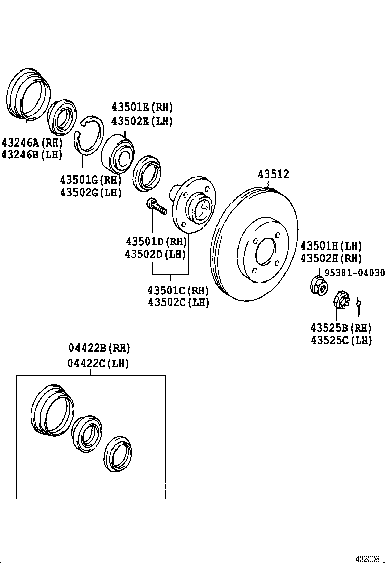 TOYOTA 0442212091 - Комплект колесен лагер vvparts.bg