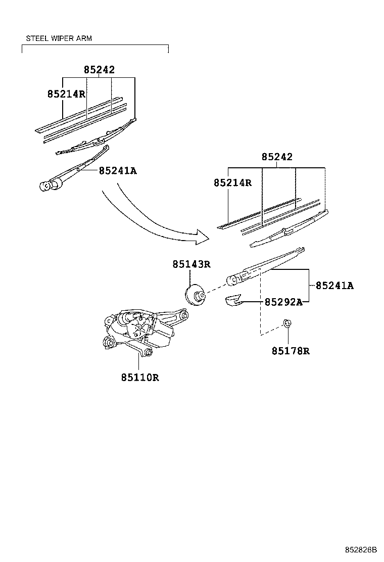 TOYOTA 8524260110 - Перо на чистачка vvparts.bg