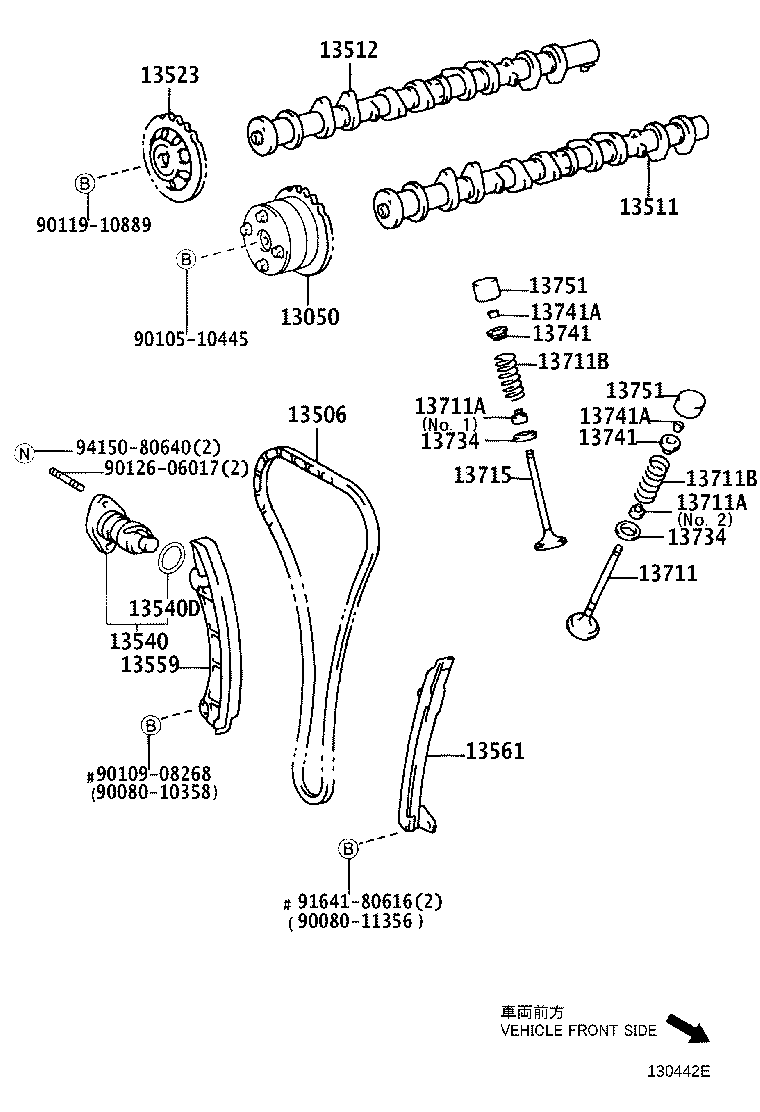 TOYOTA 13540-0D010 - Комплект ангренажна верига vvparts.bg