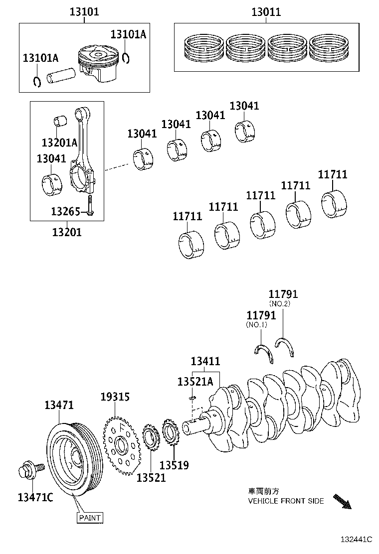 TOYOTA 13521-37020 - Комплект ангренажна верига vvparts.bg