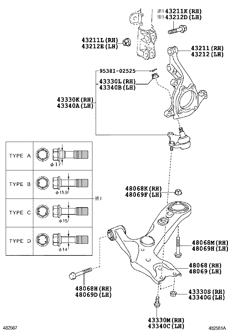 LEXUS 48068-12300* - Носач, окачване на колелата vvparts.bg