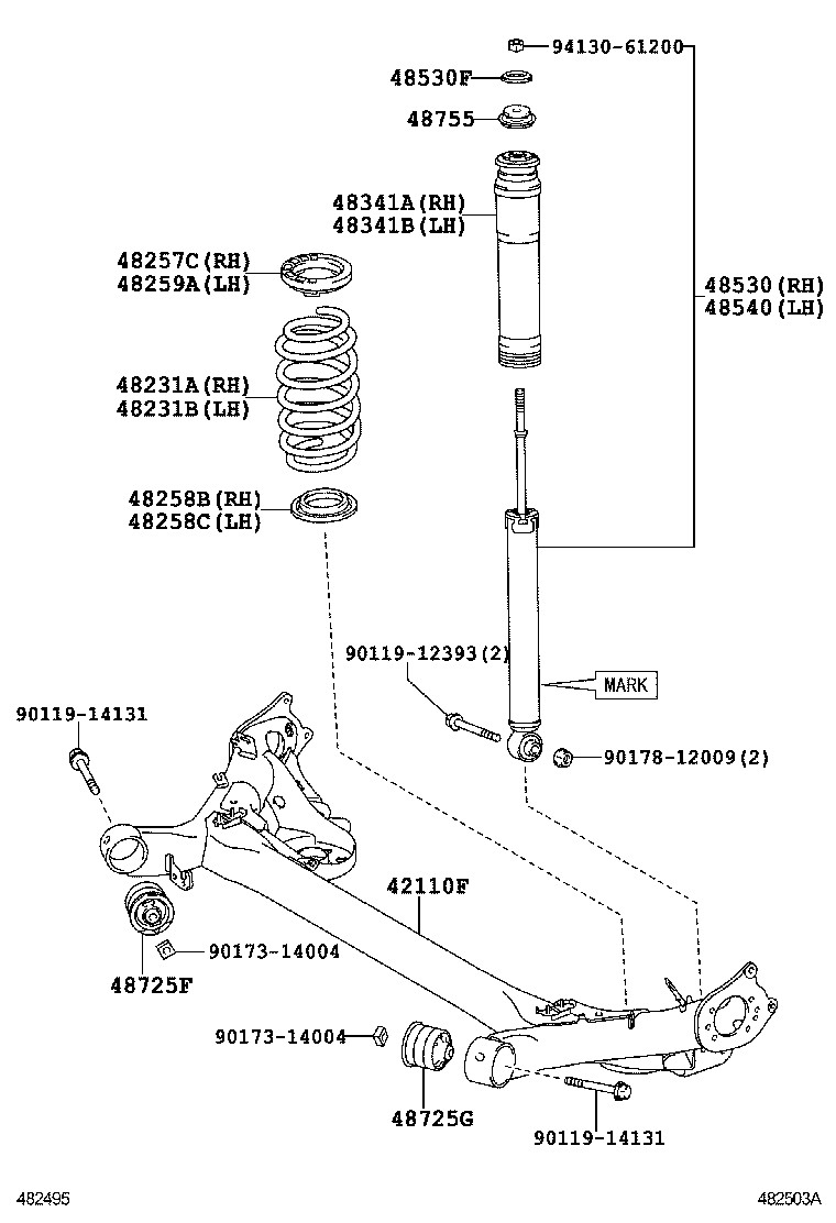 TOYOTA 48725-12590 - Тампон, носач vvparts.bg