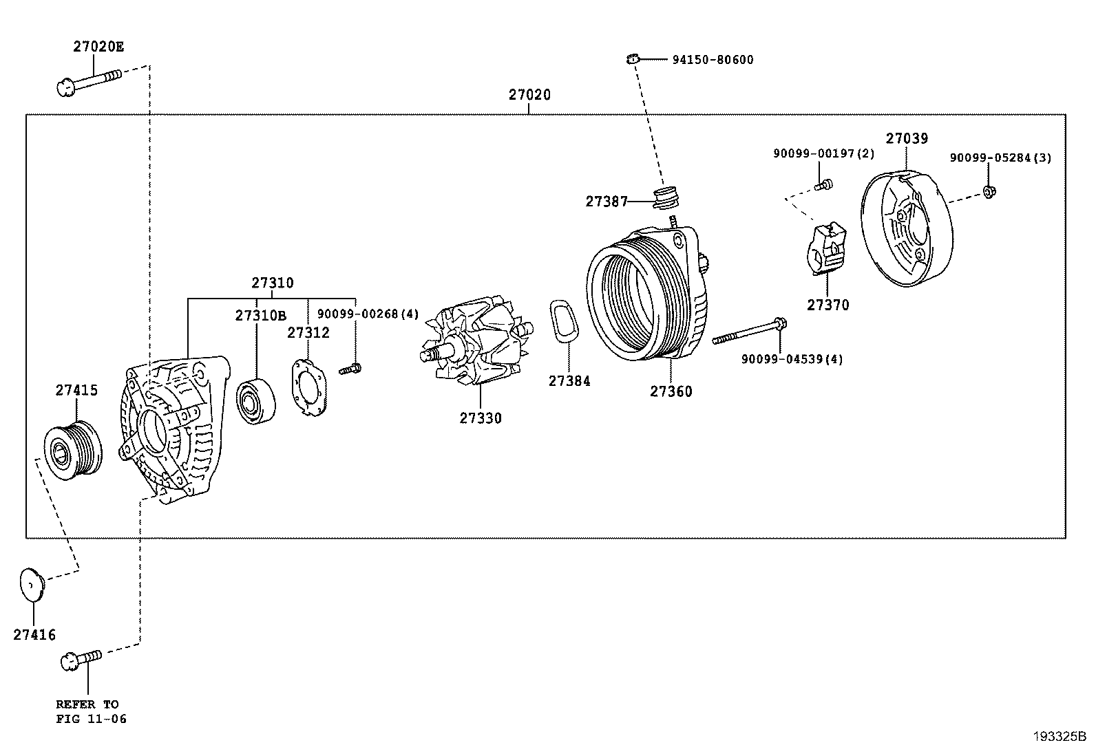 TOYOTA 27415-30010 - Ремъчна шайба, генератор vvparts.bg