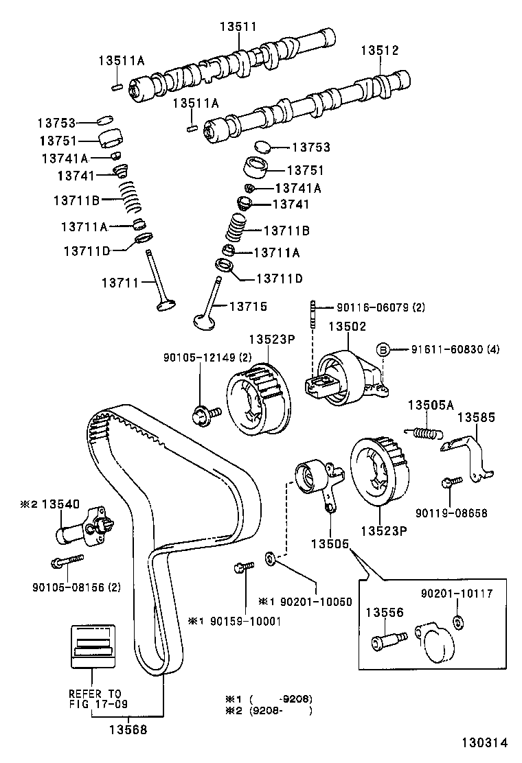 TOYOTA 13505-65020 - Обтяжна ролка, ангренаж vvparts.bg