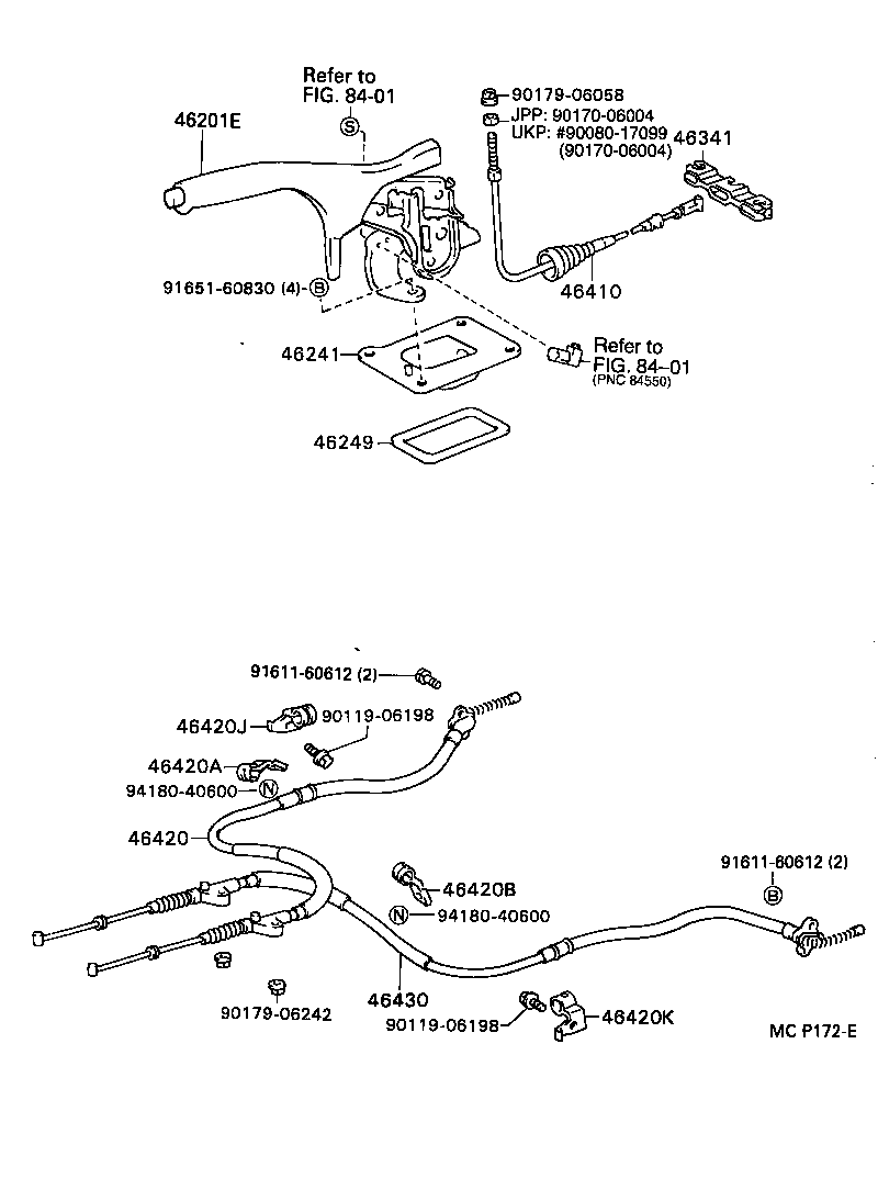 TOYOTA 46420-20351 - Жило, ръчна спирачка vvparts.bg