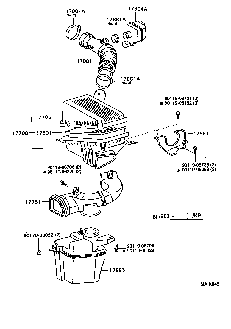 TOYOTA 17801-02040 - Въздушен филтър vvparts.bg