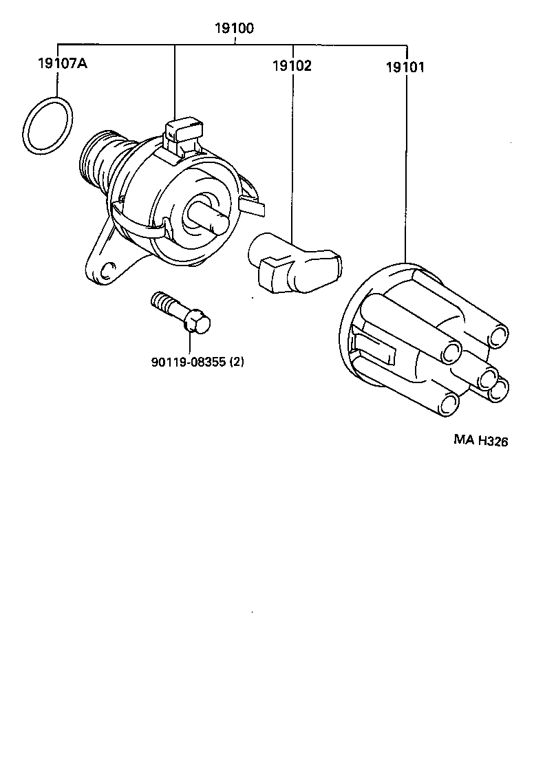 TOYOTA 19102-02020 - Палец на разпределителя на запалването vvparts.bg