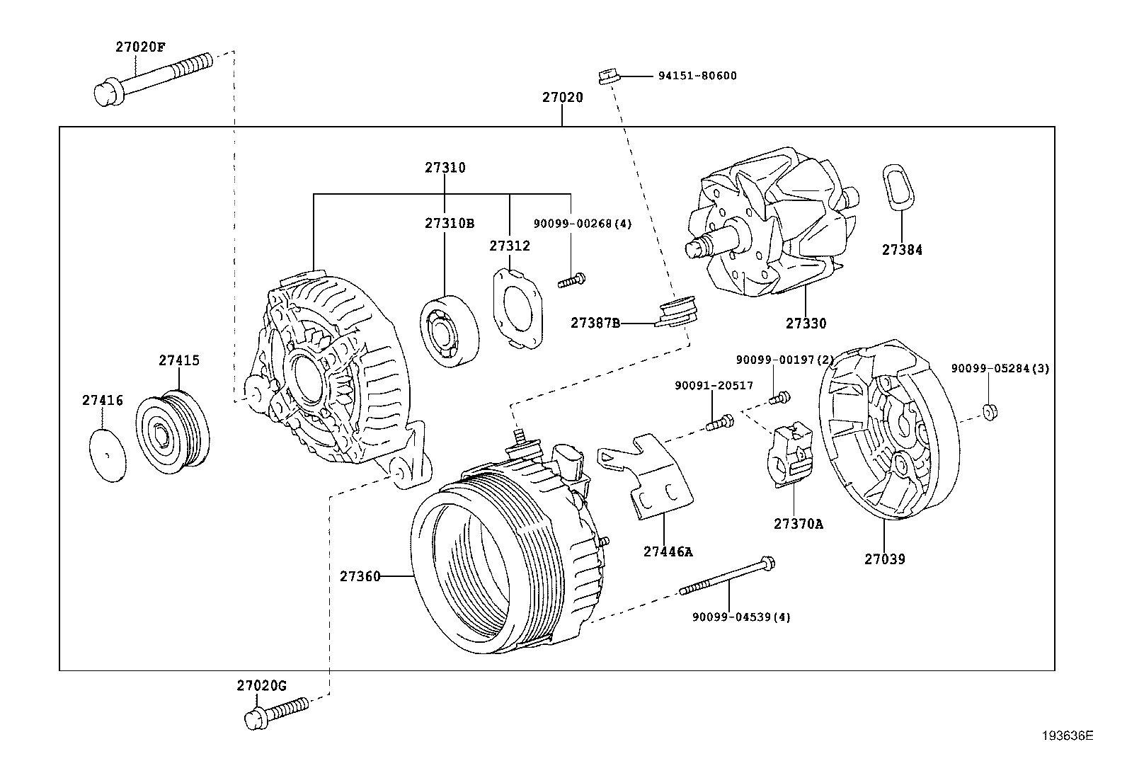 TOYOTA 27415-0W041 - Ремъчна шайба, генератор vvparts.bg