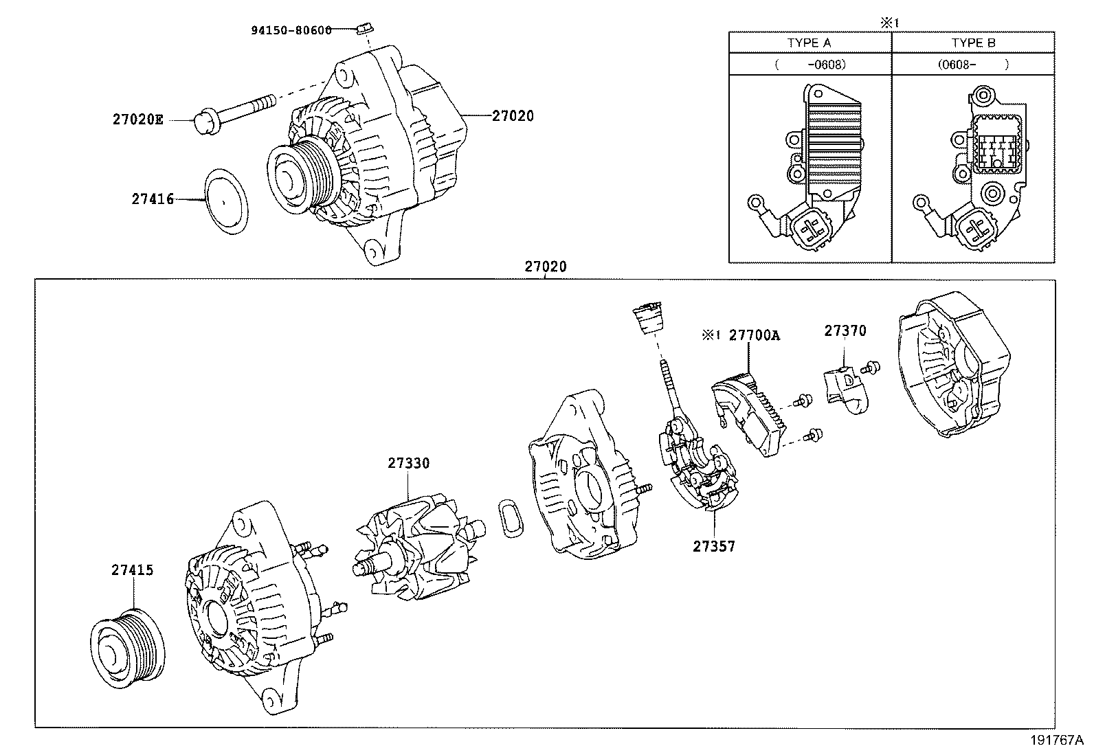 TOYOTA 27060-30120 - Генератор vvparts.bg