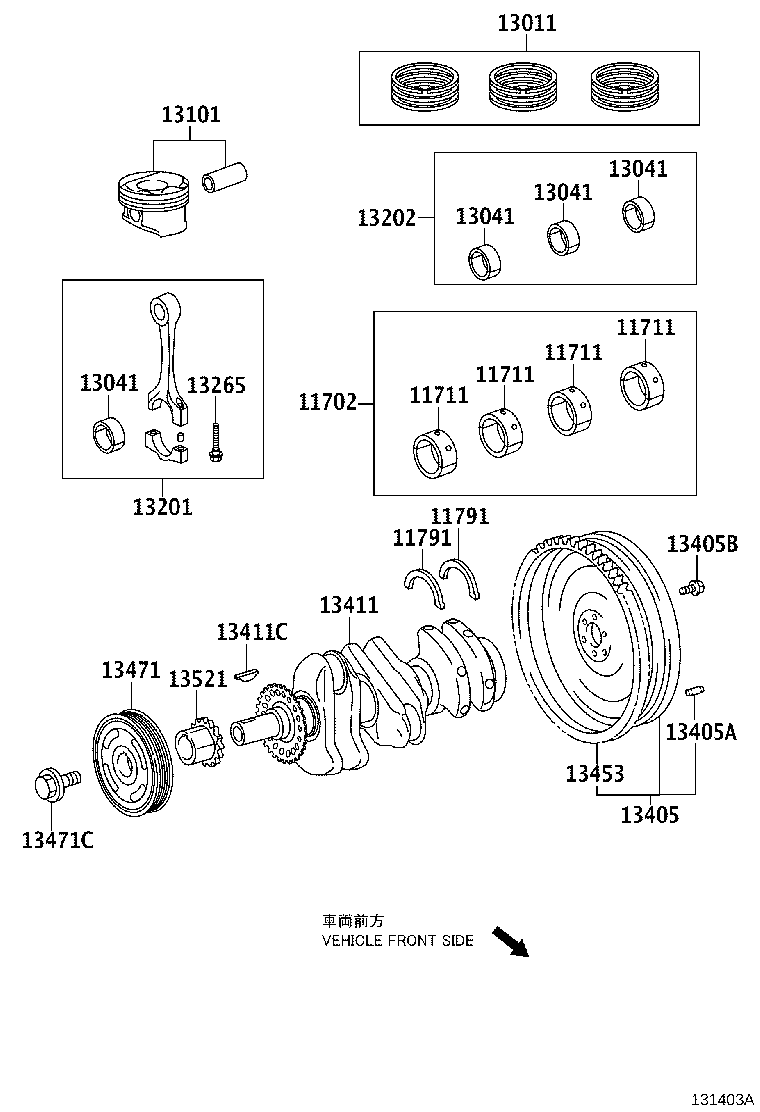 TOYOTA 13521-40020 - Комплект ангренажна верига vvparts.bg