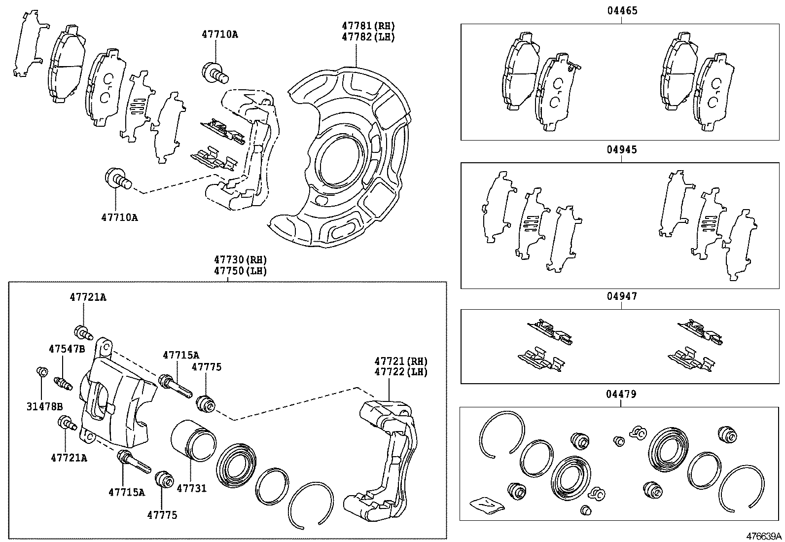 TOYOTA 4771552010 - Комплект водещи втулки, спирачен апарат vvparts.bg