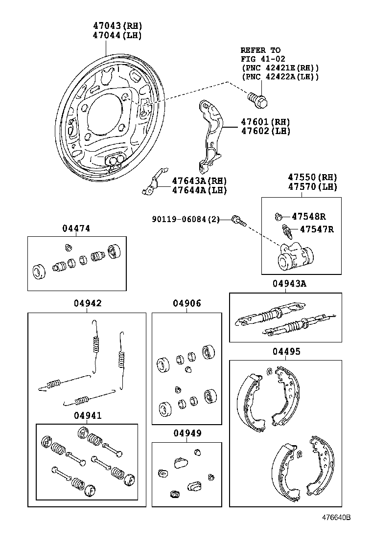 TOYOTA 0449574020 - Комплект спирачна челюст vvparts.bg