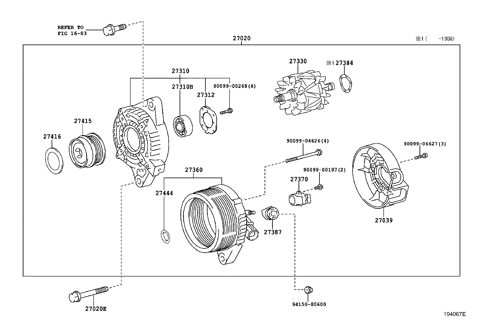 TOYOTA 2706037150 - Ремъчна шайба, генератор vvparts.bg