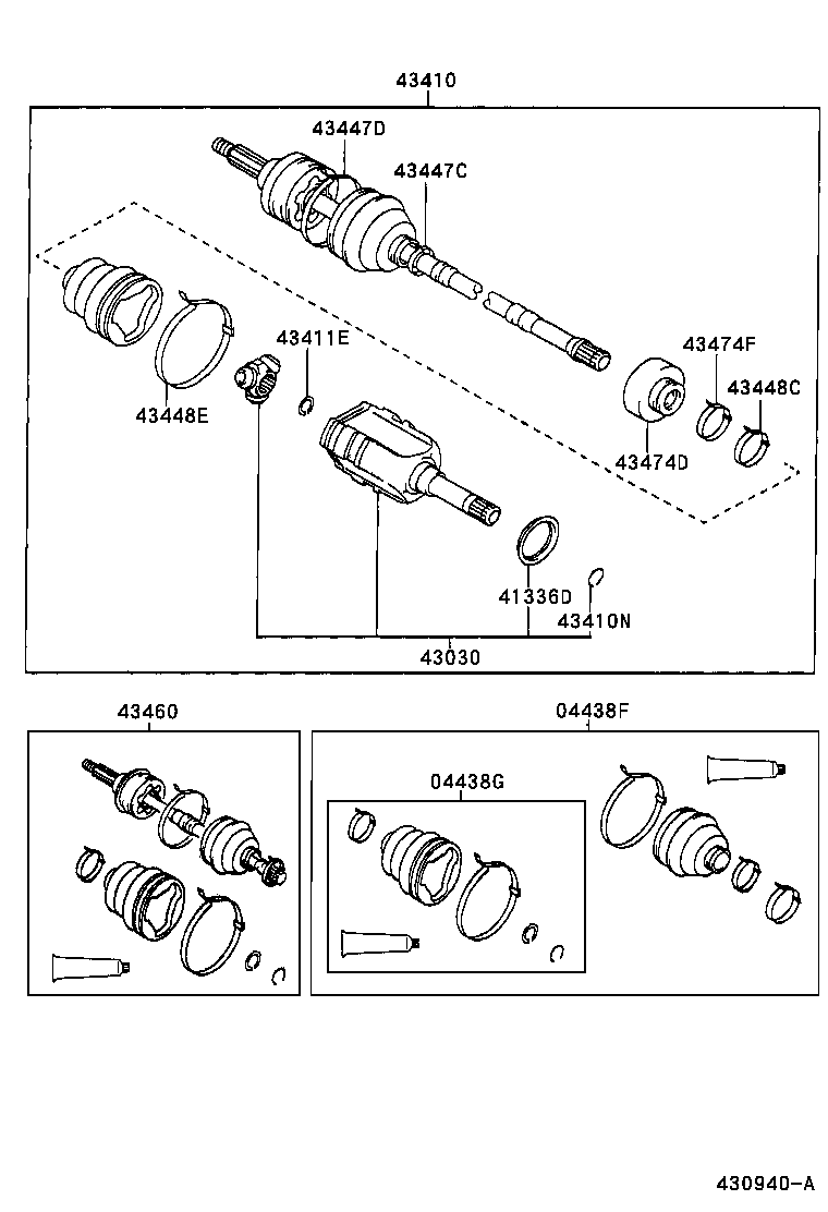 TOYOTA 43460-09G40 - Каре комплект, полуоска vvparts.bg