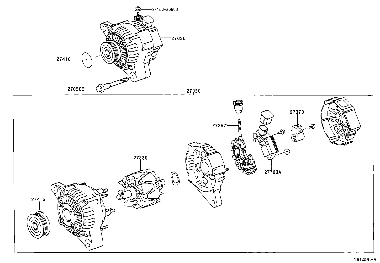 TOYOTA 2706027060 - Генератор vvparts.bg