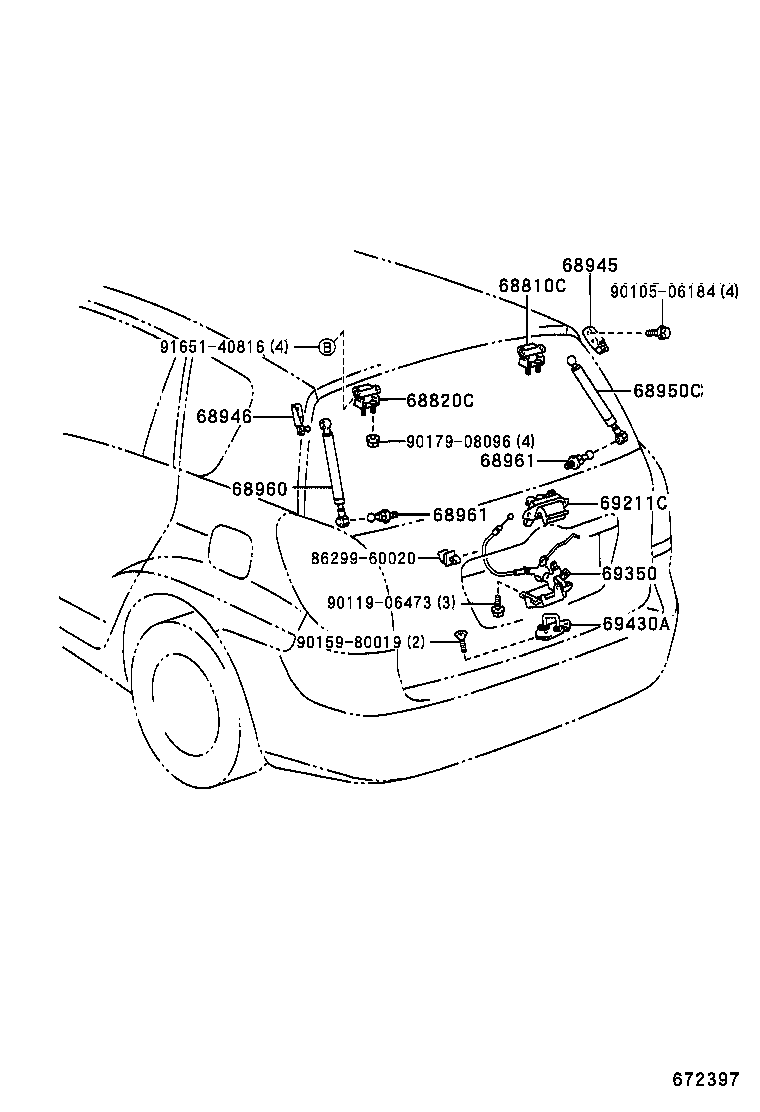 TOYOTA 68960-0W091 - Газов амортисьор, багажно / товарно пространство vvparts.bg