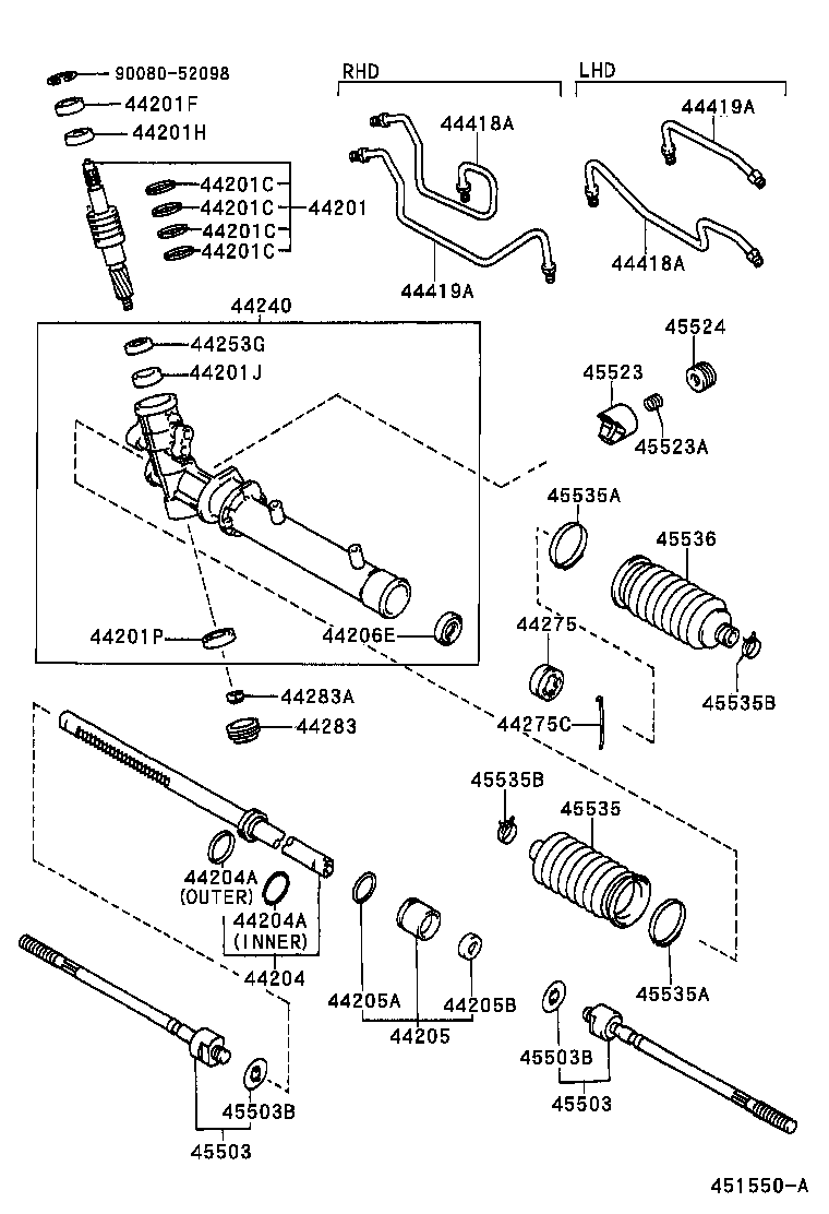 TOYOTA 45503-09130 - Аксиален шарнирен накрайник, напречна кормилна щанга vvparts.bg