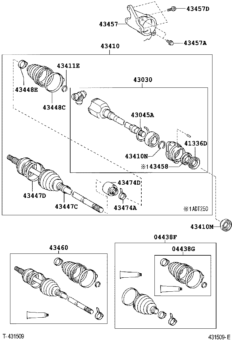 TOYOTA 4303005200 - Каре комплект, полуоска vvparts.bg