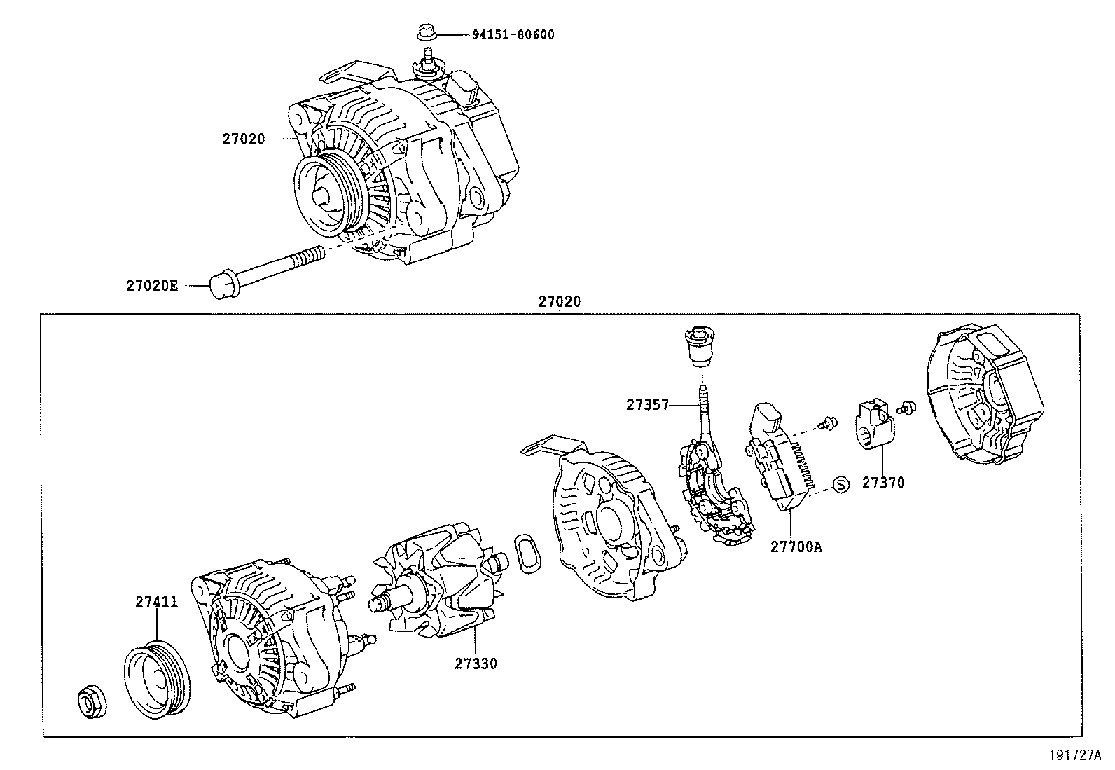 TOYOTA 27060-21020 - Генератор vvparts.bg