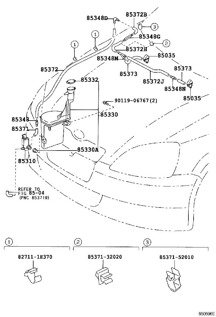 TOYOTA 85330-10290 - Водна помпа за миещо устр., почистване на стъклата vvparts.bg