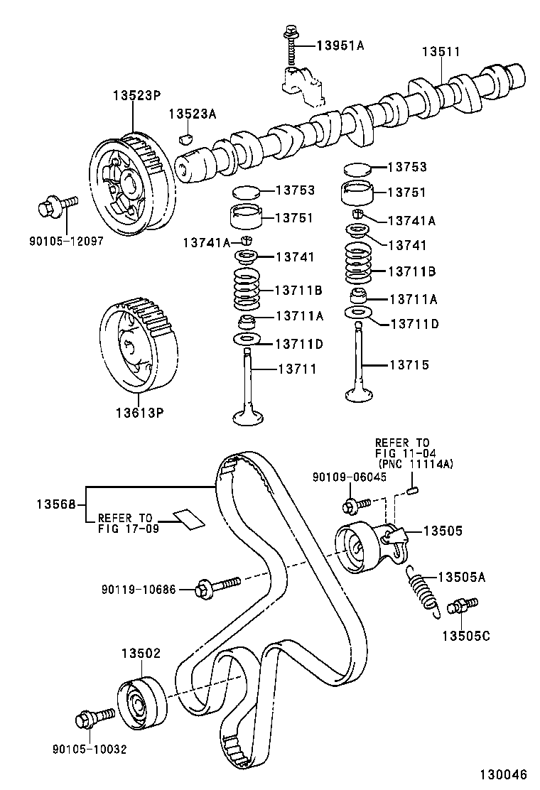 Daihatsu 13505-64012 - Обтяжна ролка, ангренаж vvparts.bg