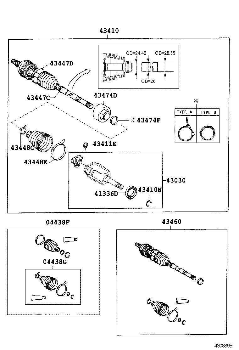 TOYOTA 04438-52230 - Маншон, полуоска vvparts.bg