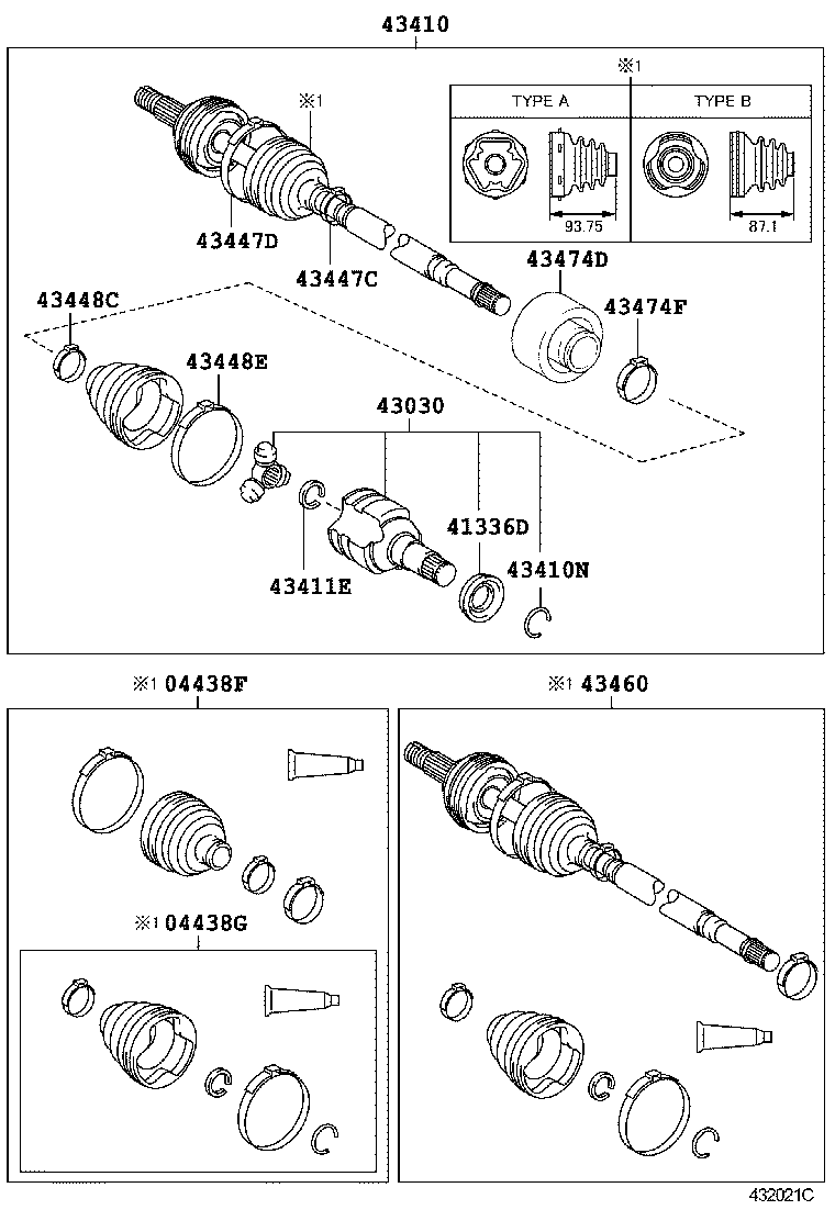 TOYOTA 04427-0D220 - Маншон, полуоска vvparts.bg