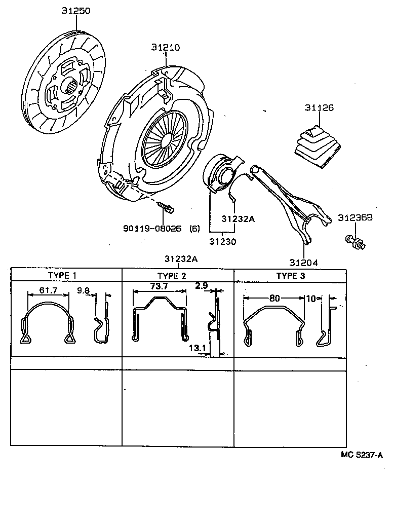 TOYOTA 31210-05021 - Притискателен диск vvparts.bg