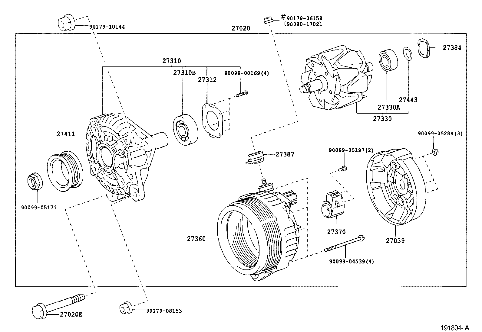 TOYOTA 274110A050 - Ремъчна шайба, генератор vvparts.bg