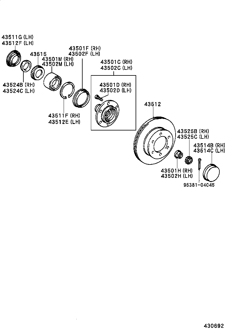 LEXUS 9036954002 - Комплект колесен лагер vvparts.bg