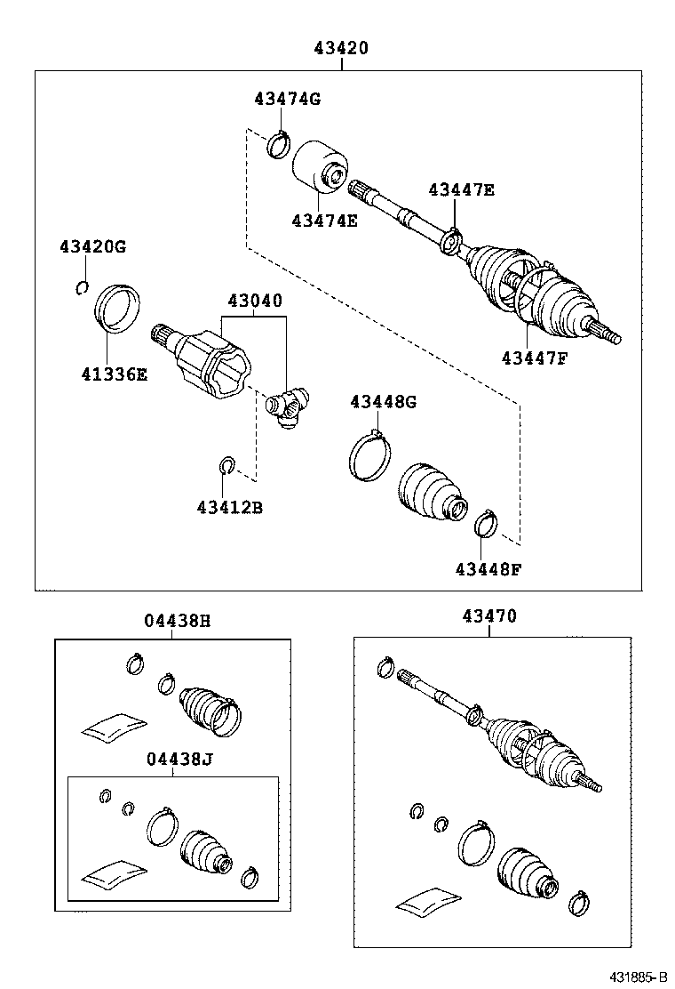 TOYOTA 04427-0W060 - Маншон, полуоска vvparts.bg