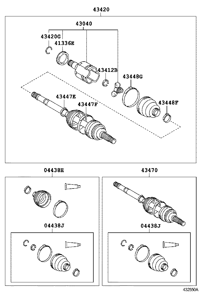 TOYOTA 044280H010 - Маншон, полуоска vvparts.bg