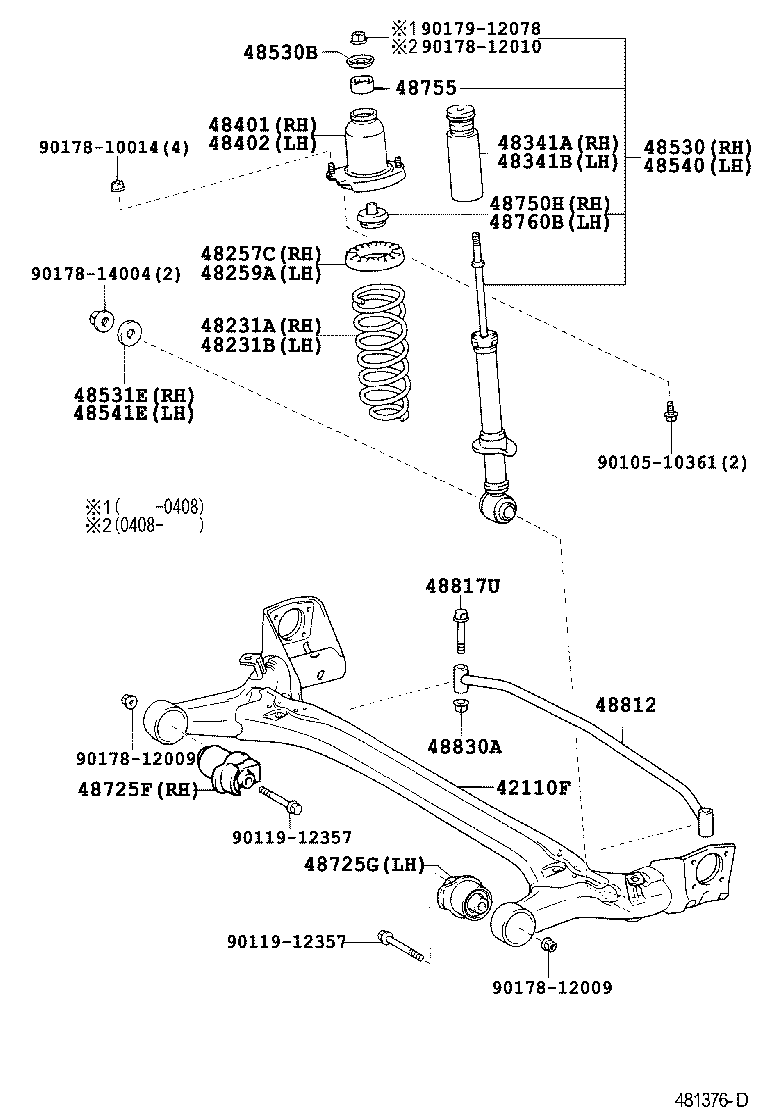 TOYOTA 48725-12570 - Тампон, носач vvparts.bg