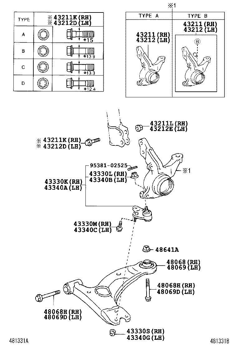 TOYOTA 48068-12251 - Тампон, носач vvparts.bg