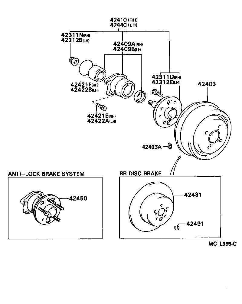 TOYOTA 4241006010 - Комплект колесен лагер vvparts.bg