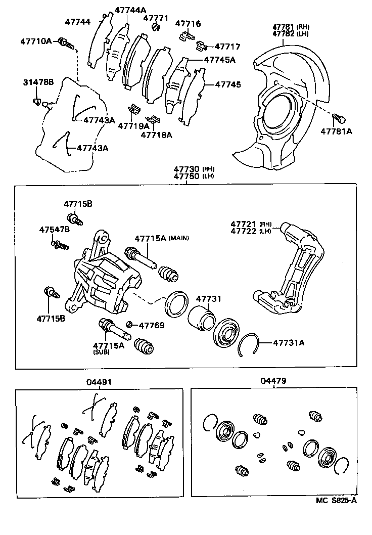 TOYOTA 47769-06010 - Комплект водещи втулки, спирачен апарат vvparts.bg