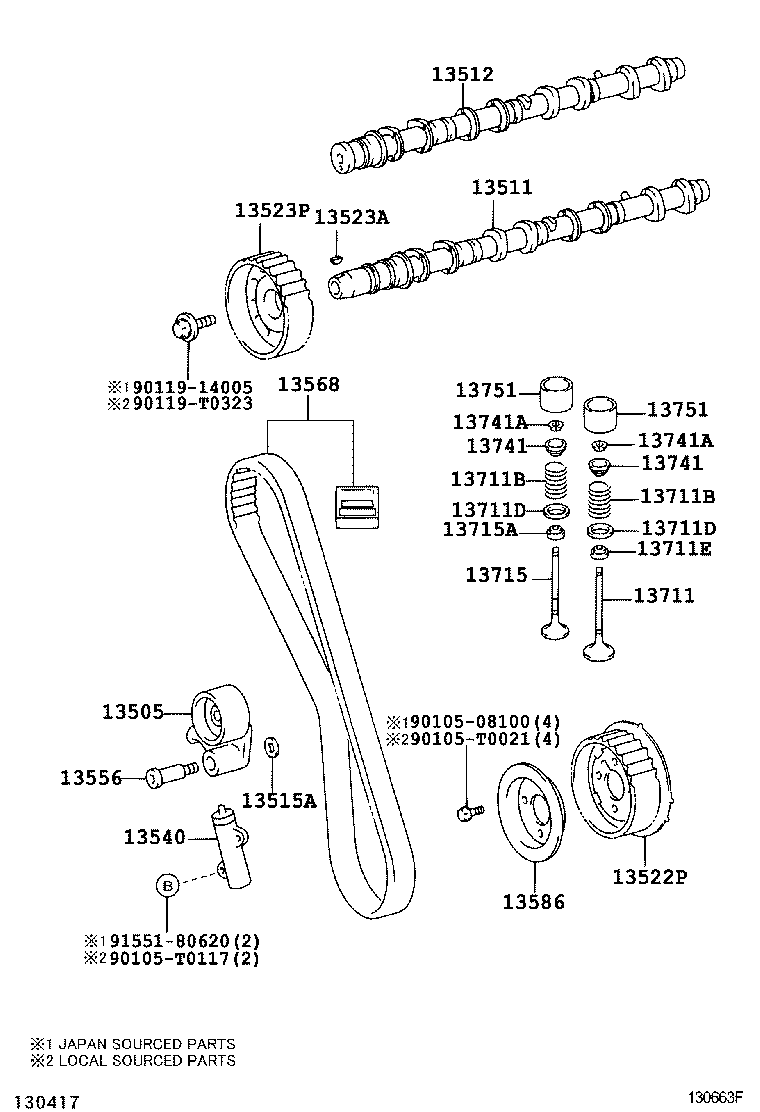 TOYOTA 13568-39015 - Ангренажен ремък vvparts.bg