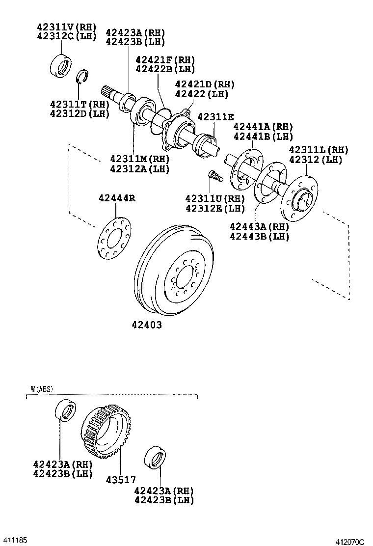 TOYOTA 42443-30010 - Комплект колесен лагер vvparts.bg