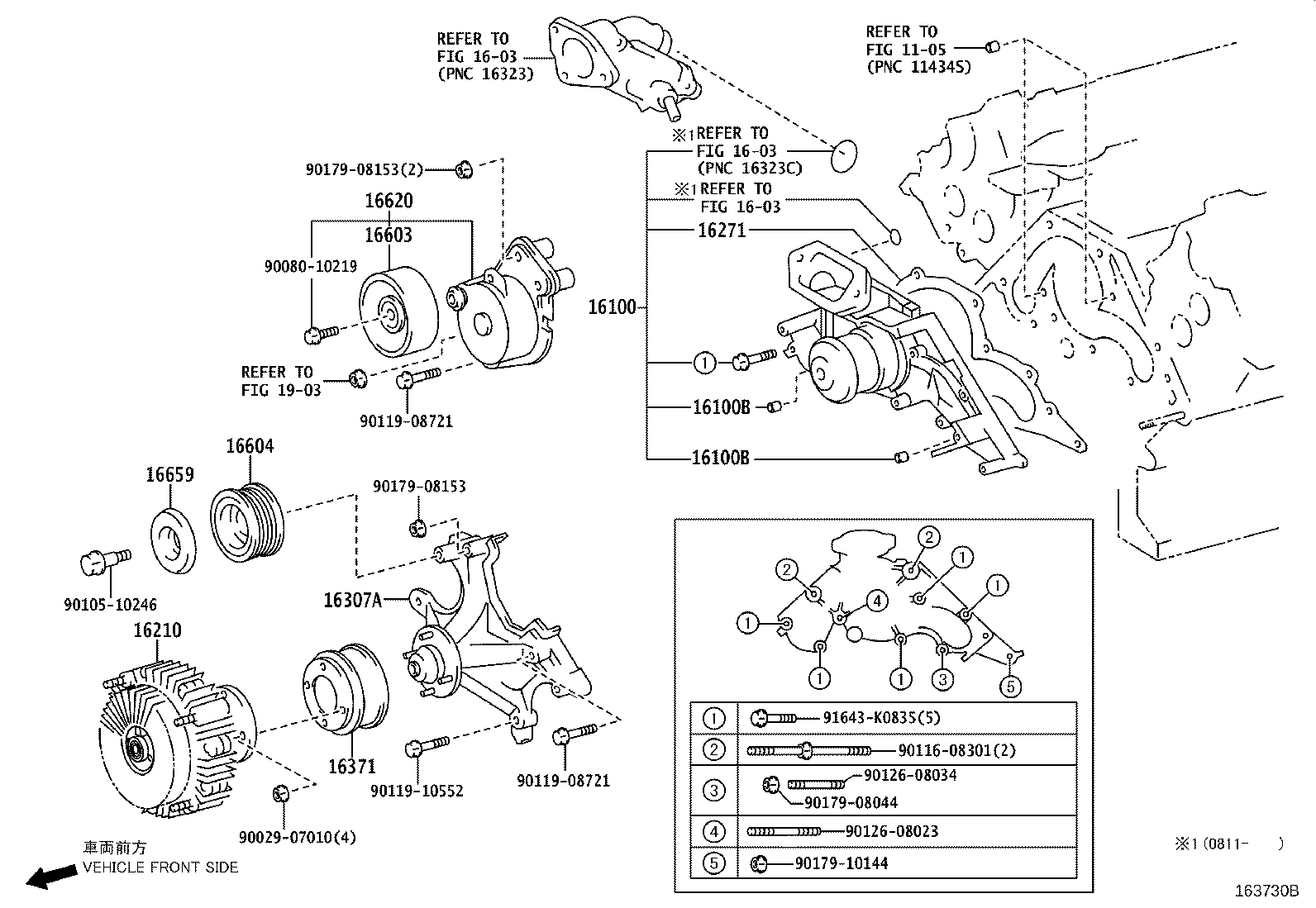 TOYOTA 16604-50030 - Паразитна / водеща ролка, пистов ремък vvparts.bg