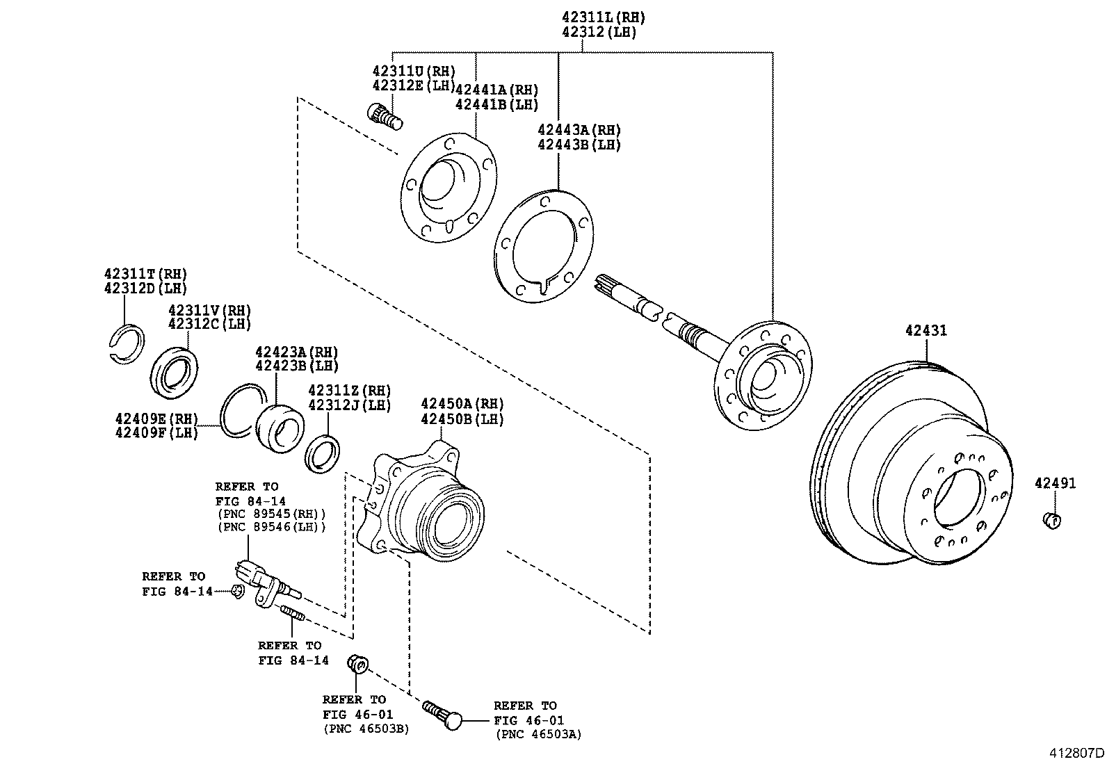 TOYOTA 42443-60020 - Комплект колесен лагер vvparts.bg