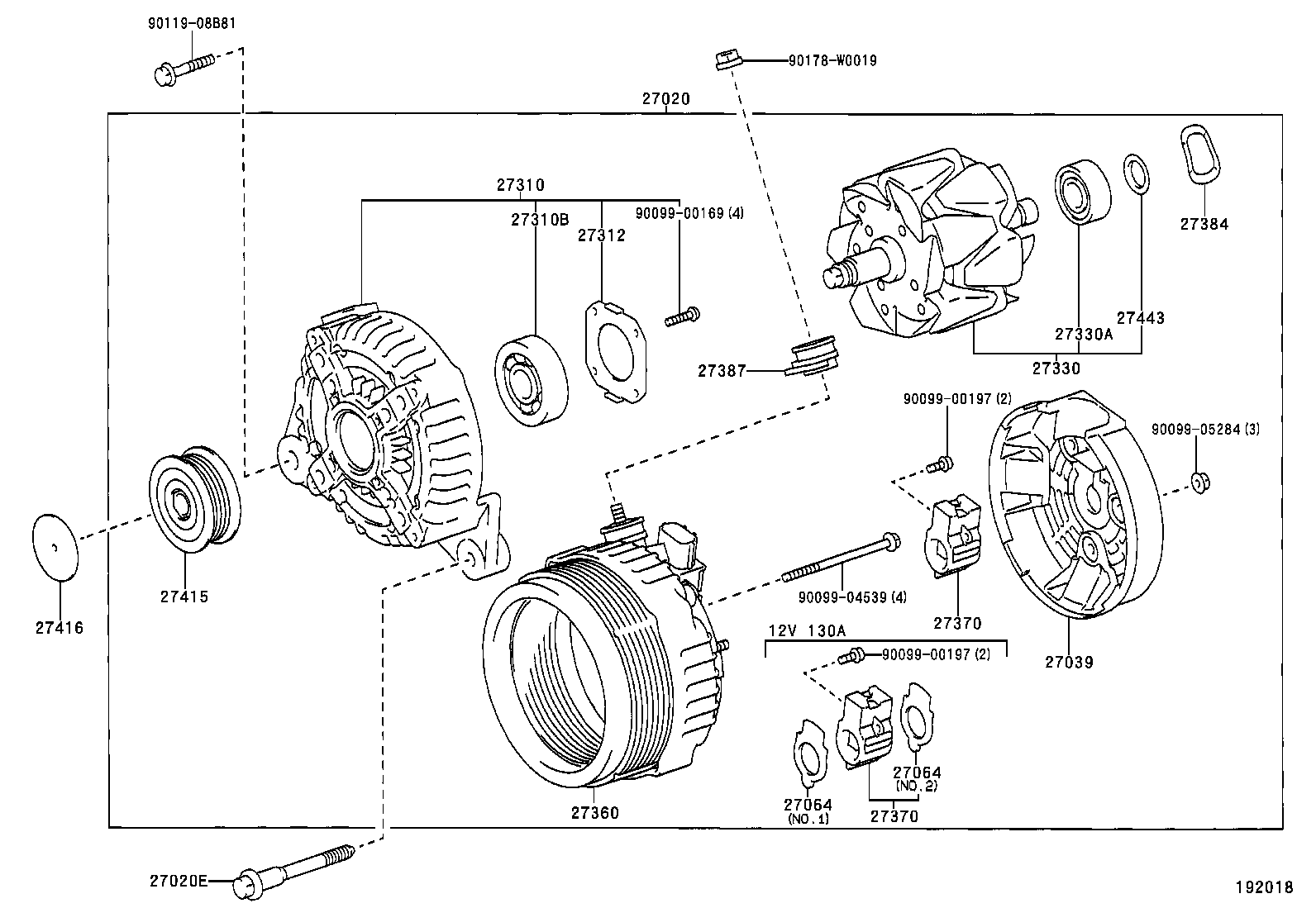 TOYOTA 27060-27090 - Генератор vvparts.bg