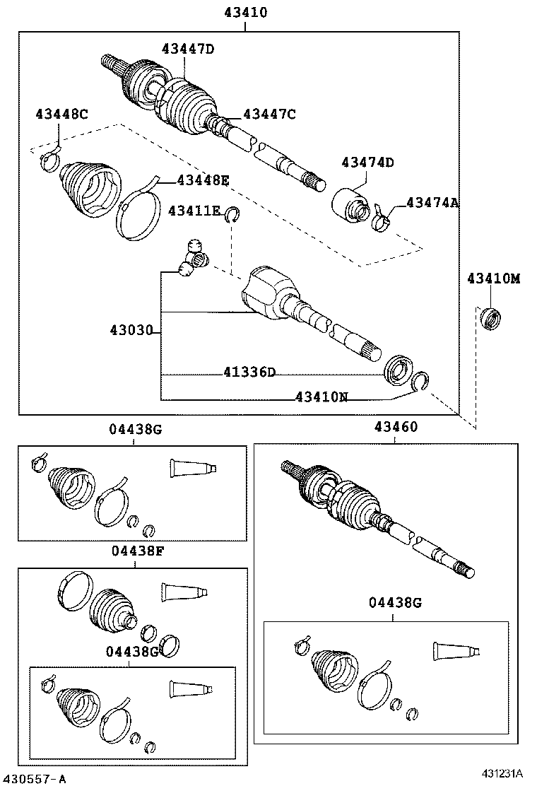 TOYOTA 43410-47020 - Каре комплект, полуоска vvparts.bg