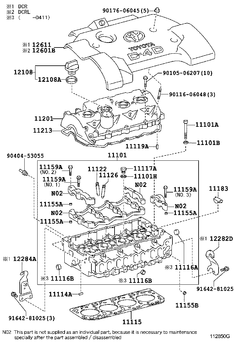 TOYOTA 11213-0G010 - Гарнитура, капак на цилиндрова глава vvparts.bg