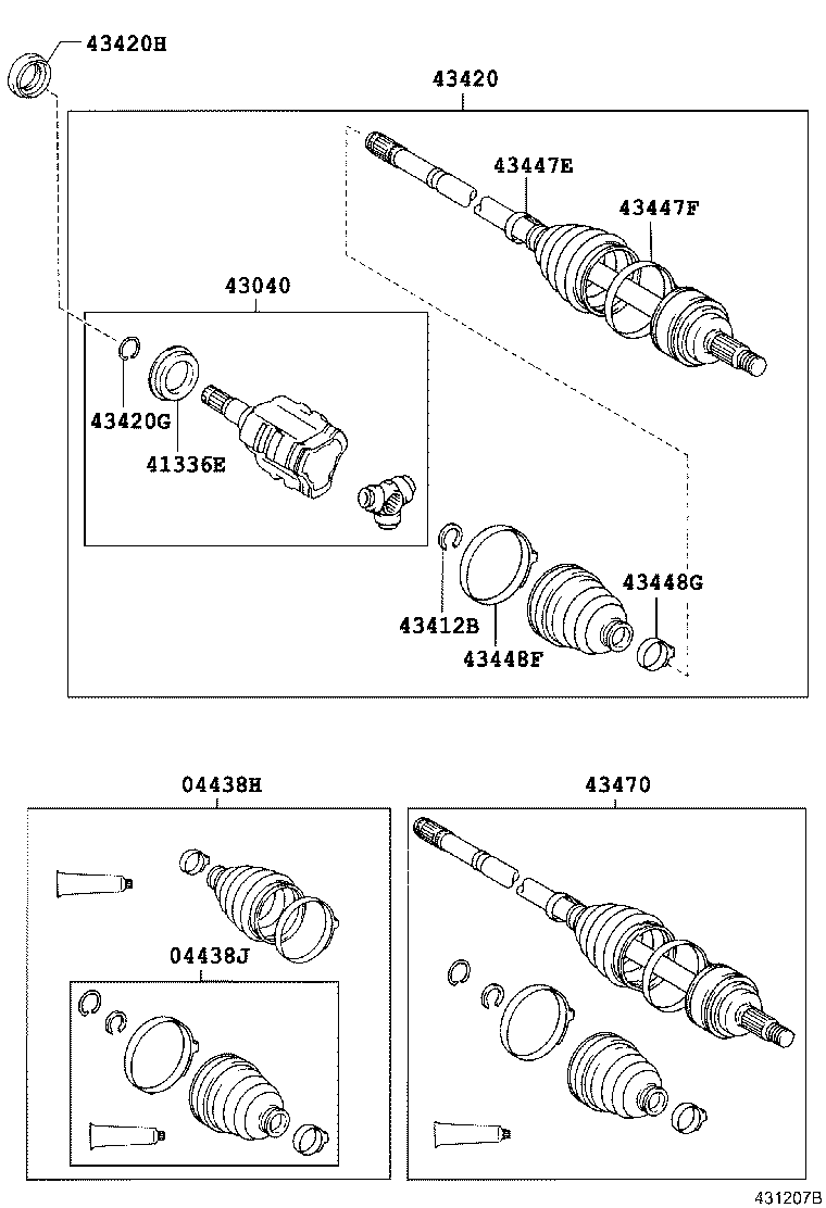 TOYOTA 43470-09A39 - Каре комплект, полуоска vvparts.bg