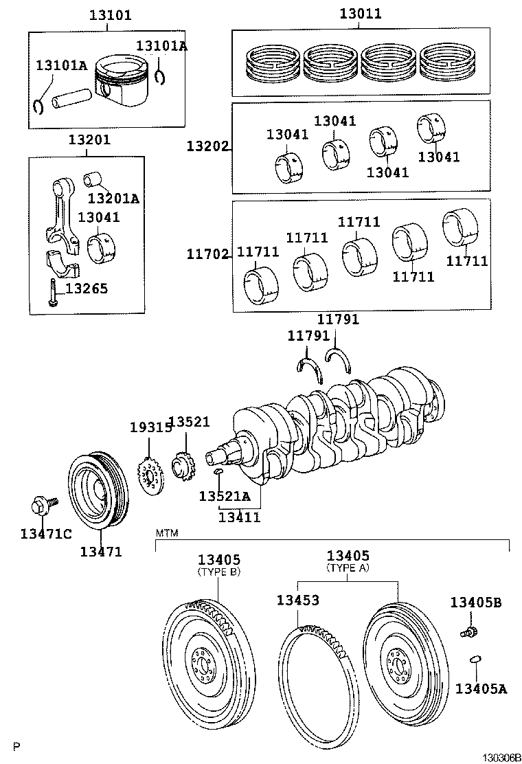 TOYOTA 13521-0D020 - Комплект ангренажна верига vvparts.bg