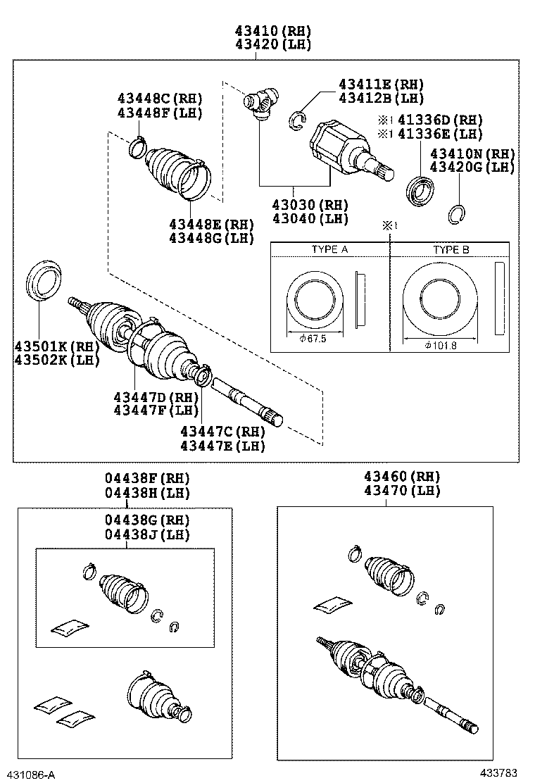 TOYOTA 43040-0K010 - Каре комплект, полуоска vvparts.bg