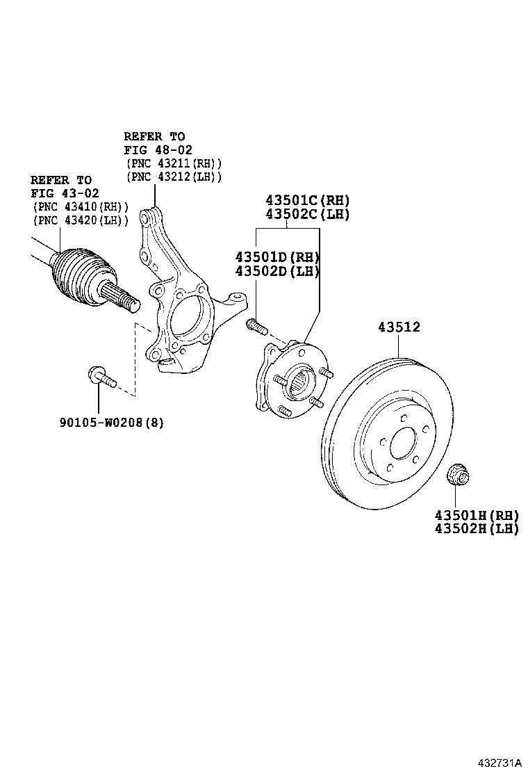 LEXUS 43550-02070 - Комплект колесен лагер vvparts.bg