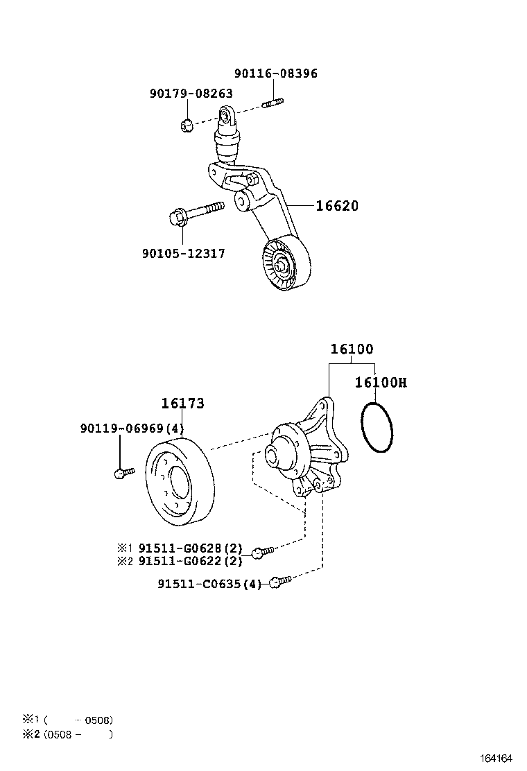 TOYOTA 16620-22030 - Паразитна / водеща ролка, пистов ремък vvparts.bg