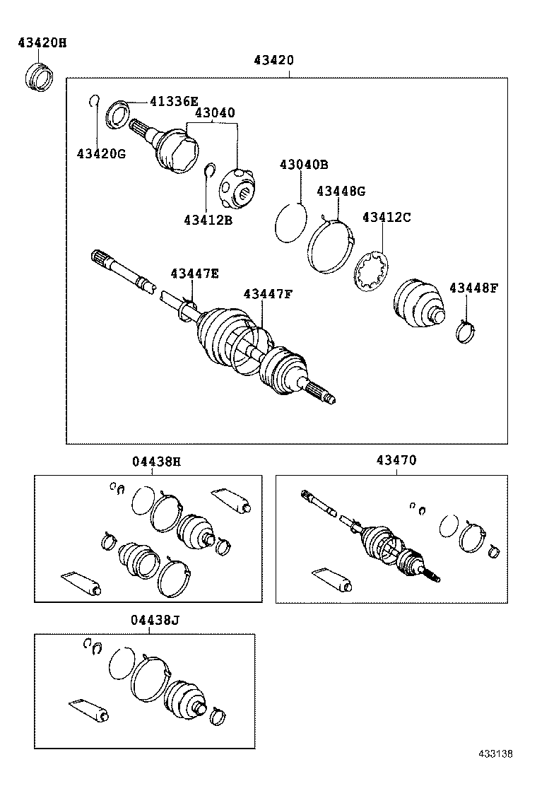 TOYOTA 04438-20401 - Маншон, полуоска vvparts.bg