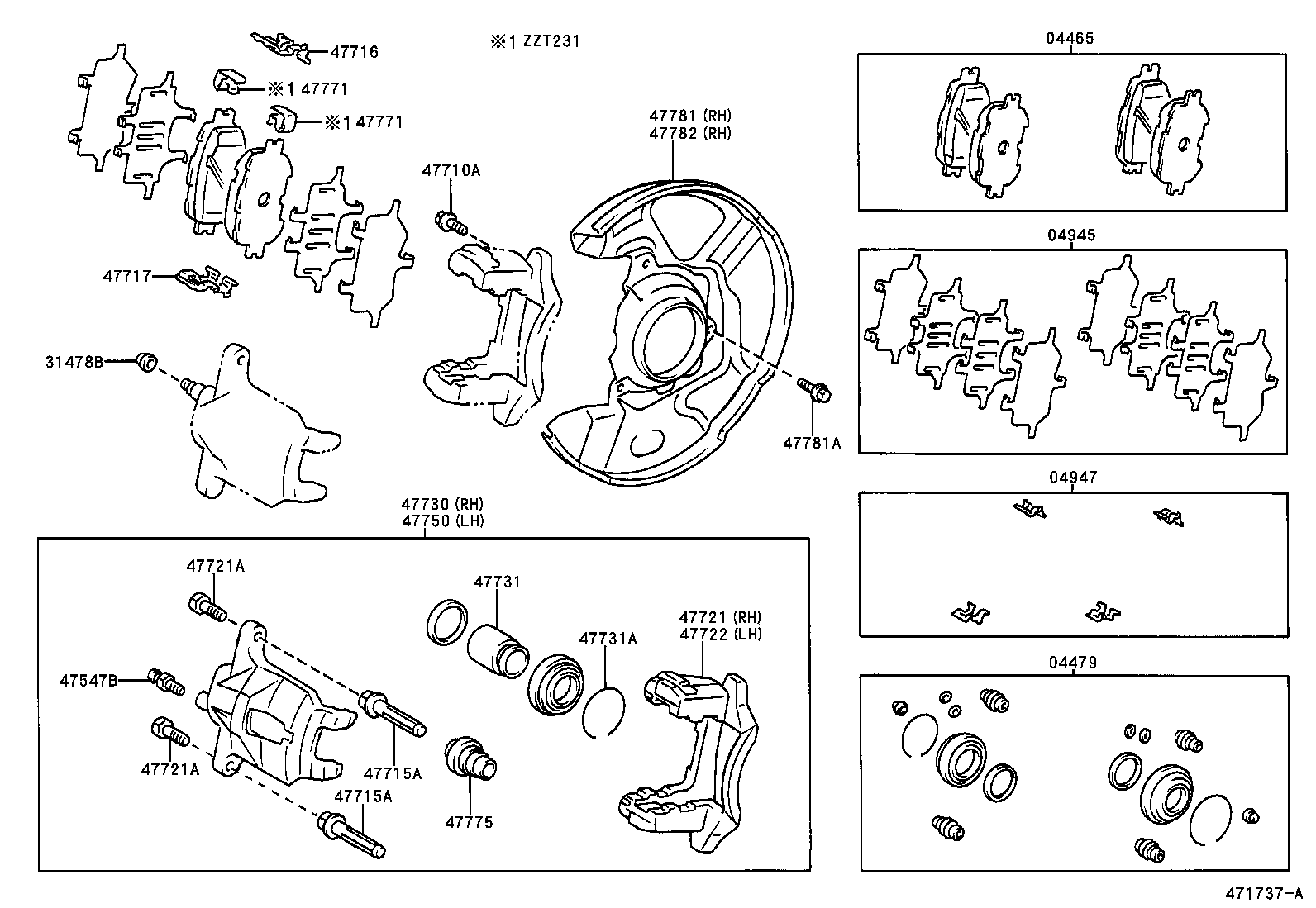 TOYOTA 4773144010 - Бутало, спирачен апарат vvparts.bg